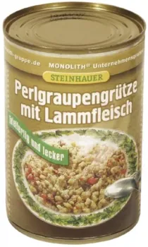 Perlgraupengrütze mit Lammfleisch