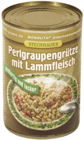 Perlgraupengrütze mit Lammfleisch